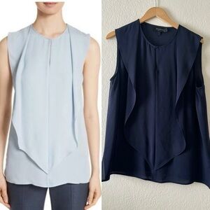 St John Silk Georgette Shell Double Ruffle Top